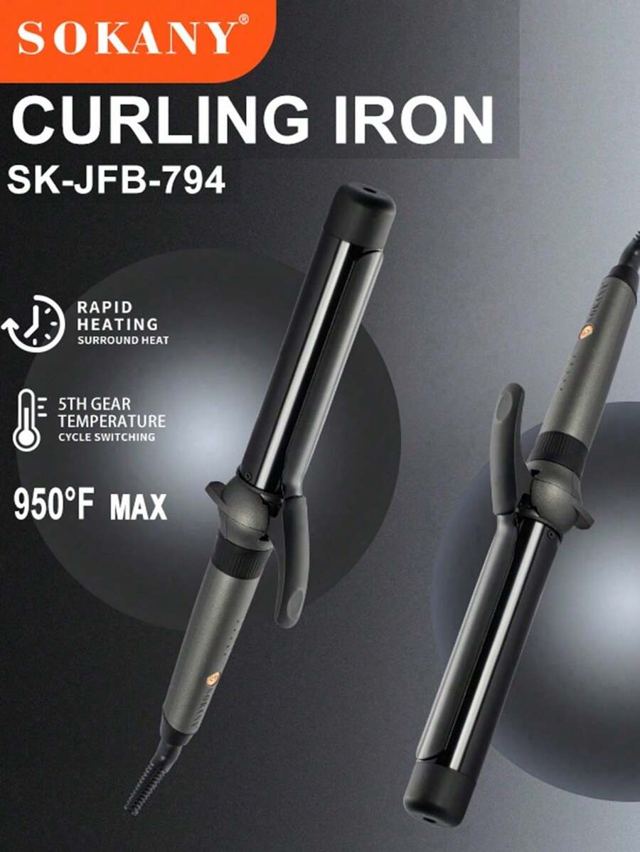 Máy uốn tóc SOKANY 794, máy uốn và duỗi tóc, công nghệ Nano, nhiệt độ điều chỉnh được (25mm) - màu đen - Xem 1