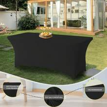 1 pieza Mantel rectangular de poliéster, material de tela elástica, ajuste apretado y resistente a las arrugas, lavable a mano y a máquina, adecuado para boda, cumpleaños, feria comercial y decoración de eventos, mantel de banquete de unicolor - Multicolor - Ver 6