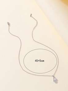 1 Pc College Style Palm Shape Love Artificial Zirconia Holiday Wear Necklace - Multicolor - View 6