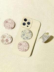 情人节礼物 1个复古手绘花朵手机支架，可折叠气垫支架，可伸缩手机支架，桌面支架，可调节，可伸缩，轻便，360°旋转，兼容苹果和安卓手机，生日、家人、朋友礼物，挤压气泡手机支架，手机配件 - 彩色 - 查看 1