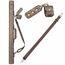 Heavy-Duty Gold-Brown PVC Billiard Cue Case - Impact-Resistant Protective Cover, Chinese Pattern Design With Gold Accents, Fits 1/2 Size Cue Sticks, Suitable For American/English Pool, Scratch-Resistant