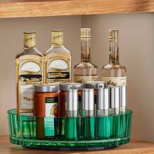 ワンピース 360 度回転収納トレイ - キッチン調味料オーガナイザー、レストランに最適、化粧品収納ボックスとしても使用できます。 YQJY - 透明な緑 - チェックする 8