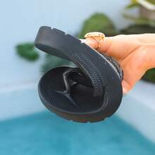 Unisex Flip Flops With Arch Support, Non-Slip Flat Bottom, Waterproof EVA Material, Soft And Comfortable, Suitable For Couples, Can Be Worn For Beach, Pool, Vacation, Swimming, Outdoor Leisure, Bathing And Indoor Walking, Suitable For Both Men And Women, Casual House Slippers - Black - View 6