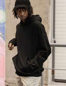 Plain Fleece Sweatshirt With Hood And Kangaroo Pocket, Long Sleeves, Comfortable And Versatile Winter Jacket - Clear - View 4