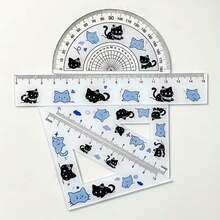 4pcs/Set Multifunctional Cat Shaped Ruler Set, Suitable For Office And Home Use - Multicolor - View 6