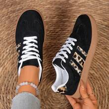 Women's Sneakers 2025 Round Toe Lace-Up Comfortable Flat Casual Versatile Single Shoes Student Shoes Casual Sports Shoes - màu đen - Xem 1