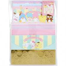 Sanrio 一套包含3个三丽鸥卡通人物（肉桂狗、酷洛米、凯蒂猫、美乐蒂）的文具套装，内含5张5英寸x5英寸信纸、3个5英寸x5英寸信封和1张贴纸，高品质创意学生礼物。 - 均碼 - 查看 8