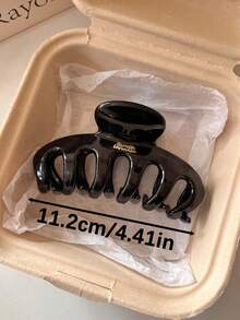 2个/1个女士4.41英寸/11.2厘米黑色轻便塑料发夹，时尚百搭高端优雅简约纯色发爪，适合日常外出、休闲、派对、通勤、海滩、度假、扎马尾辫、盘发、洗脸、化妆等场合，是女性优雅发饰的必备单品。 - 彩色 - 查看 3