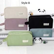 Estuche de lápices con cremallera de gran capacidad, adecuado para adolescentes, estudiantes, bolsa de maquillaje, caja de lápices de escritorio de tela - Multicolor - Ver 5