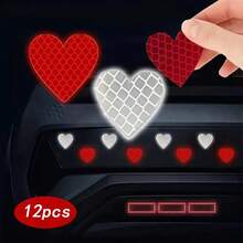 12pcs Reflective Heart-Shaped Car Stickers, High Intensity Reflective Safety Decals For Bumper, Windows, Laptops, Anti-Scratch Protection Film - Love - View 10