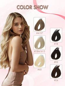 Tape In Hair Extensions Human Hair Extensions High-Quality Real Human Hair 12-22 Inch Natural Straight Blonde Hair Invisible Seamless Easy To Wear Tape In Hair Extensions Volume Boost For Daily & Party Hairstyles - Multicolor - View 7