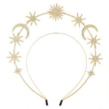 一套波西米亚风日月发箍、皇冠、六芒星耳环，婚礼及新娘配饰 - 彩色 - 查看 16