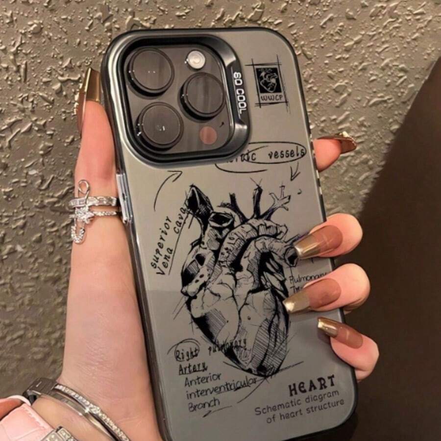 1pc Shockproof Heart-Shaped Phone Case Compatible With IPhone 11, 12, 13, 14, 11 Pro Max, 12 Pro Max, 13 Pro Max, 14 Pro Max, XR, 15, 15 Pro, 15 Pro Max, 17 Pro Max, 16 Pro And S - Multicolor - View 1