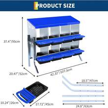Chicken Nesting Boxes, 6/810-Compartment Metal Chicken Nesting Box  Removable Tray, Ventilation Holes, Easy Egg Collection, Rustproof Galvanized Steel - Blue - View 12