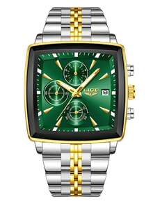 LIGE Men's Fashionable Casual Business Watch Waterproof Luminous Quartz Watch Classic Round Dial Clock Watch Date Design Men - Gold - View 17