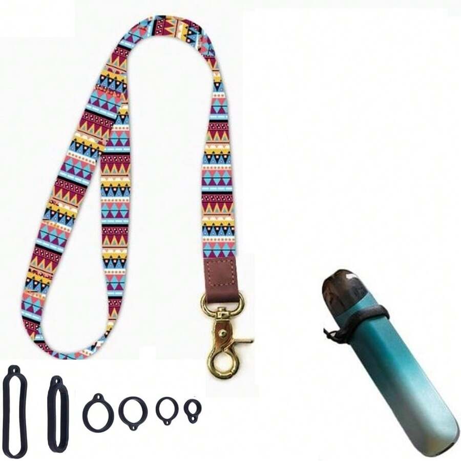 1pc Multicolor Lanyard Anti Loss Protective Strap With 6pcs Silicone Rings For Different Size Vape Device Does Not Contain Electronic Cigarettes - Multicolor - View 1