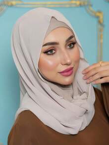 1件装女士纯色拉法帽滑雪面罩颈部保暖弹性头带头巾，透气舒适弹力宽边吸汗防滑多功能运动头饰，简约时尚围巾，带帽雪纺头巾组合 - 多色 - 查看 10