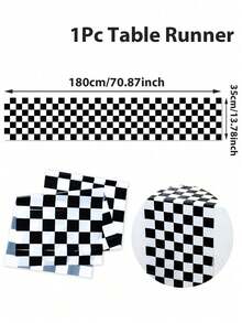 1pc Racing Theme Table Runner, 180*35cm/230*35cm Table Cloth, Racing Theme Table Decor, Suitable For Racing Themed Birthday Party, Wedding, Baby Shower, Gender Reveal Party, Holiday Party, Also Can Be Used As Table Decor, Racing Game Accessory - Multicolor - View 13