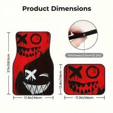 4pcs Halloween Car Floor Mats, Made Of Durable Synthetic Rubber, Fit Most Vehicles, Anti-Slip And Easy To Clean, With Chilling Designs And Details