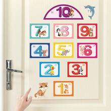 1pc Removable PVC Digit Wall Sticker With Different Animal Patterns On Numbers 1 And 10, Suitable For Living Room, Bedroom And Floor Decor - Multicolor - View 2