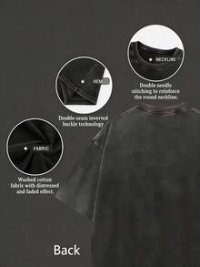 Unisex Acid-Washed T-Shirt Featuring A Double-Sided Retro Print Of 'Fallout: New Vegas', Designed With Lightweight Geometric Patterns, Perfect For Casual Summer Streetwear. - Black - View 4