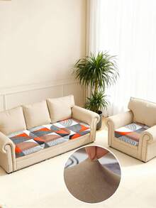 1pc Sofa Seat Cushion Cover, Stretchy Fabric - Multicolor - View 11