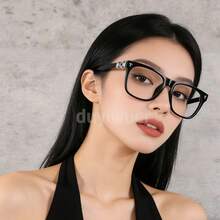 1pc Vintage Square Frame Glasses Men And Women, Non-Prescription Eyewear, PC Lens And Frame, Blue Light, Photo Props, And Fashion Accessories, Birthday, Fashion Accessories - màu đen - Xem 1