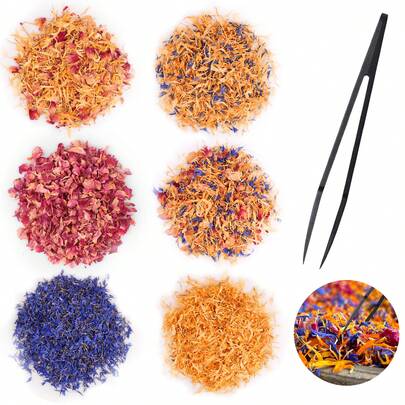 Natural Vibrant Flower Petal Mix - Marigold, Cornflower And Rose Dried Petals, Suitable For Baking And Cake Decorating