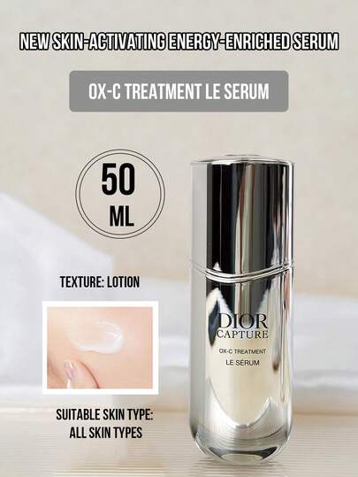  迪奥 (Christian Dior) Capture OX-C 赋活精华液，50ml 正装/10ml 中装/5ml 迷你装，面部及颈部精华，抗衰老，抚平皱纹，紧致肌肤，全新赋活能量精华，乳液质地，适合所有肤质，减少皱纹，抗衰老，保湿紧致，长效补水，提亮肤色，舒缓保湿，适合学生、上班族、日常通勤、居家旅行使用，是馈赠亲友的理想之选。