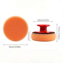 Orange Polishing Sponge For Car Waxing, With Handle For Effortless Application, Evenly Distributes Wax To Prevent Paint Damage, Essential For Manual Car Waxing And Detailing - 1pc Handle Polishing Sponge - View 4
