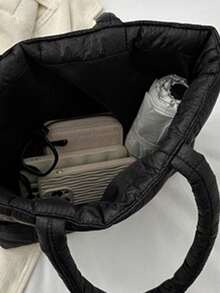 1pc Custom Name Fashion Sense Diamond Grid Large Capacity Solid Color Down Casual Thread Western-Style Shoulder Handbag, Women's Shoulder Bag With A , Casual, Simple Design In A Solid Color. - Multicolor - View 3