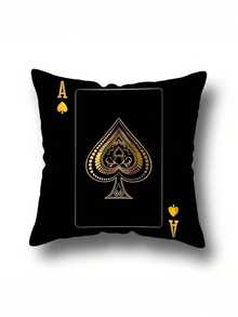 1/2/3/4pcs, High Quality Luxury Black Golden Throw Pillow Cover King Queen Ace Of Spades Unique Decoration For Living Room Bedroom Den Car 17.7*17.7 Inches - Black and Gold - View 3
