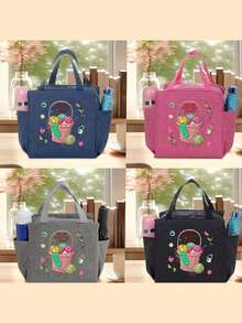 Large Capacity Woven Storage Bag - With Zipper Design, Suitable For Knitting, Weaving - Perfect Gift For Knitting Enthusiasts Zipper Closure Lunch Bag - Multicolor - View 5