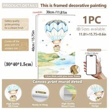 1幅帆布墙画_儿童房海报，热气球，儿童艺术，墙面装饰，图片，动物图案，礼物，波西米亚风格，婴儿用品 - 带框婴儿房墙画，完美适用于游戏室装饰、婴儿房装饰、托儿所装饰、幼儿园装饰、男孩房装饰、女孩卧室装饰、儿童房装饰。 - 彩色 - 查看 21