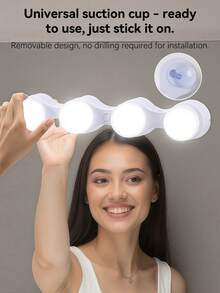 4pcs LED Soft Light Lamp, Suction Cup Design, Powered By USB Or Battery, 360° Adjustable Makeup Light, Ideal For Daily Makeup - one-size - View 8