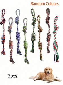 Bộ 3 món đồ chơi nhai tương tác nhiều màu sắc dành cho chó nhỏ và chó con, thích hợp cho giai đoạn mọc răng, huấn luyện trong nhà/ngoài trời và tăng cường tình cảm, quà tặng năm mới 2026. - Nhiều màu - Xem 10