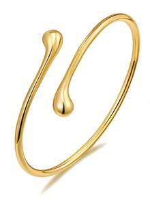 Minimalist Water Drop Metal Arm Cuff - Women's Open Bracelet For Daily, Parties & Gatherings - 金色 - 查看 12