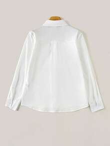 Women's Rabbit & Carrot Embroidery Pocket Button Front Shirt - White - View 5