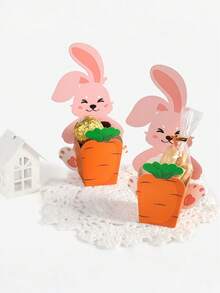 20pcs/Set Cake Shape Box, Easter Gift Box, Rabbit Paper Box, Triangle Packaging Box, Party Favors, Easter Birthday Party Decoration, Party Supplies - Multicolor - View 12