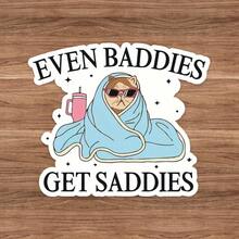 3-pack tecknade stötfångardekaler "Även onda blir ledsna" - Självhäftande vinyldekaler för mental hälsa för bilar, vattenflaskor, bärbara datorer - Glansig finish, Placering bakifrån, Engångssjälvhäftande, Rolig design - A - Visa 2