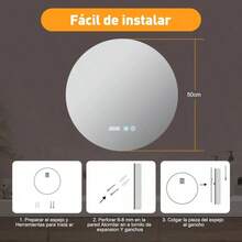 Espejo Con Luz Led Para Baños Touch Antivaho 3 Modo 50x50cm Ch50-1 - CH50-2 - Ver 11