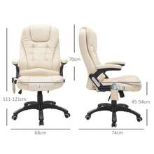 Massage Chair, Office Chair, Executive Chair With 6-Point Vibration Massage Function And Heating Function, Swivel, In Beige Faux Leather - Apricot - View 3