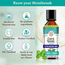 GuruNanda Coconut Oil Pulling Mouthwash | 7 Essential Oils | Vitamin Enriched | Alcohol-Free | Travel Size - ColorA - 查看 5