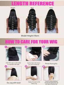 NATAN Elegant Short Bob Cut Synthetic Lace Front Wig For Women - 13x4 Lace Area, 180% Density, High Temperature Fiber, Straight Hair, Pre-Plucked Glueless Wig For Cosplay & Daily Use - Natural & Black - View 11