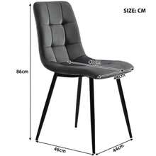 Set Of 4 Dining Chairs, Dark Grey, With Backrest, Velvet Seat And Metal Frame. - Grey - View 3