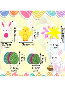120pcs 3D Foam Easter Stickers - Colorful Egg, Rabbit, Chick And Flower Shaped Glitter Stickers For DIY Crafts, Greeting Cards And Spring Home Party Decorations - Multicolor - View 8