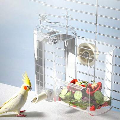 1pc Bird Feeder & Waterer, Parrot Food Bowl, Bird Cage Accessories, Bird Supplies Drinking & Feeding Dish