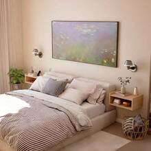 2 Buró Repisa Flotante Minimalista Moderno Acabado Mate Color Blanco - Roble de Mérida - Ver 3