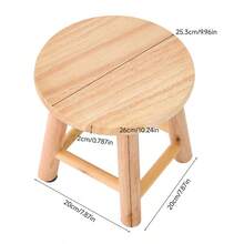 Solid Wood Step Stool Small Round Seat Kitchen Living Room Hallway Shoe Stool Footrest Footstool - Natural - View 4