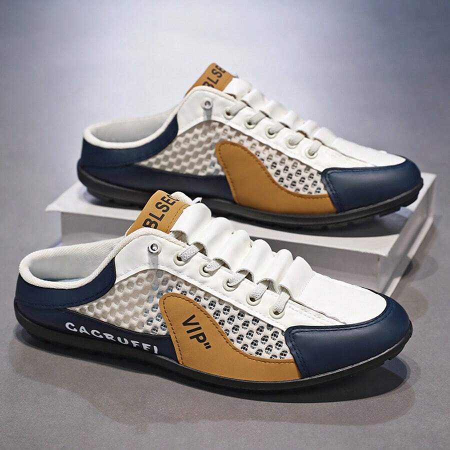 1 Pair Men's Fashion Slip-On Sandals, Breathable Mesh Upper With Soft Sole, Suitable For Beach, Casual And Daily Wear